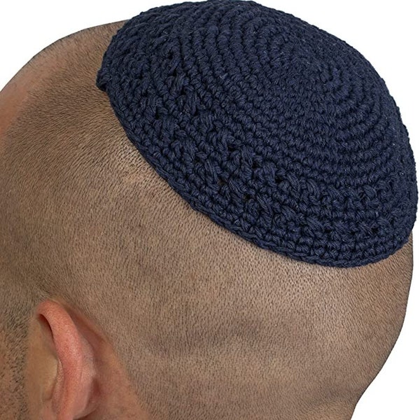 Einfache blaue gestrickte Baumwolle Yarmulke Kippah Cupples Jüdische Kippa Mütze Judaica Kipa