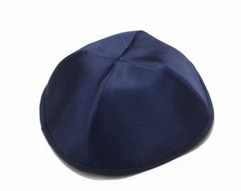 Navy Blue Satin Yarmulke Kippah Cupples Jewish Kippa Hat Judaica Kipa 20 cm