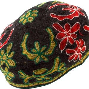 Black Bucharian Yarmulke Kippah Jewish Kippa Hat Judaica Cap Large Big Buchari Colourful