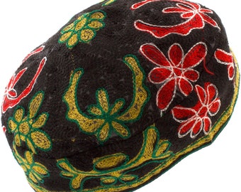 Black Bucharian Yarmulke Kippah Jewish Kippa Hat Judaica Cap Large Big Buchari Colourful