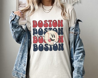 Boston Retro Style Baseball Shirt, Boston Baseball, Retro Style Character Graphic Baseball Tee, Baseball Gift