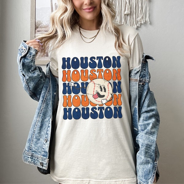 Houston Retro Style Baseball Shirt, Houston Baseball, Retro Style Character Graphic Baseball Tee, Baseball Gift