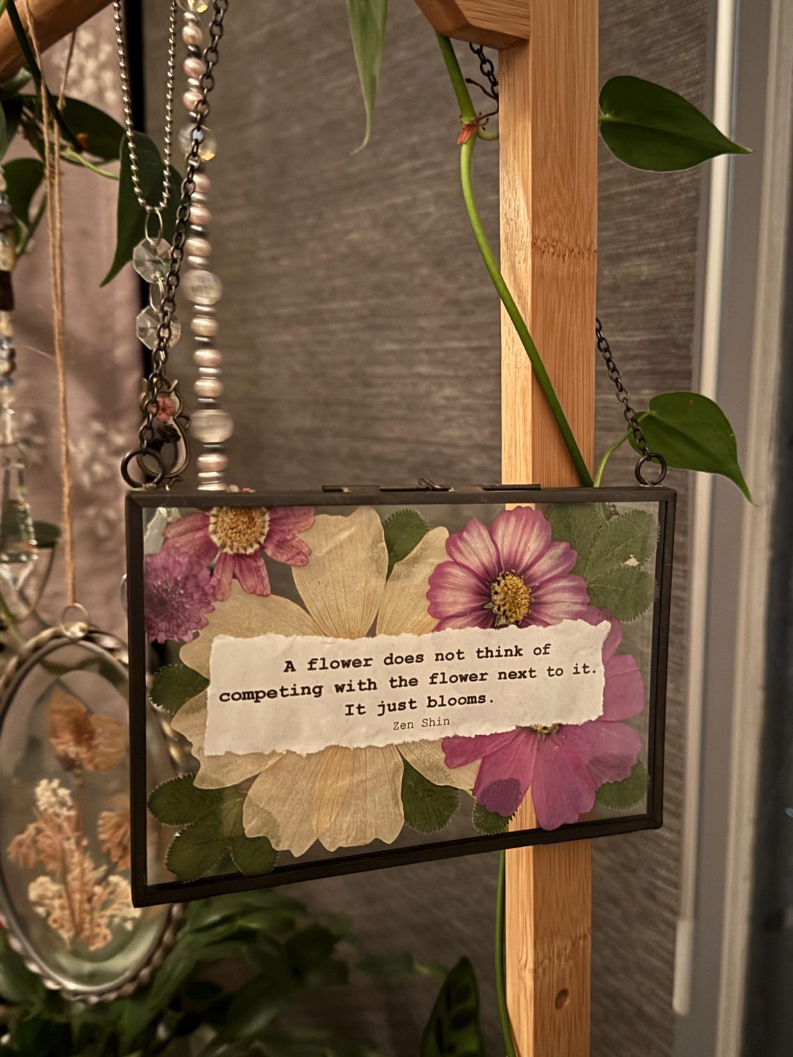 Pressed Flower Art in Glass Frame With Quote, 4x6" Black Frame - Etsy