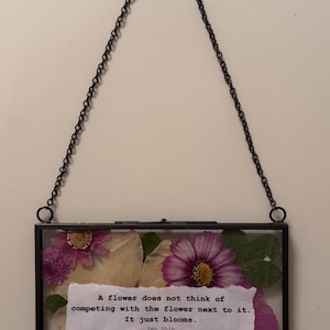 Pressed Flower Art in Glass Frame With Quote, 4x6" Black Frame - Etsy