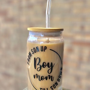Boy Mama Glass Can, Libbey Glass Cup Mothers Day, Boy Mom Iced Coffee –  Curly Tailed Designs