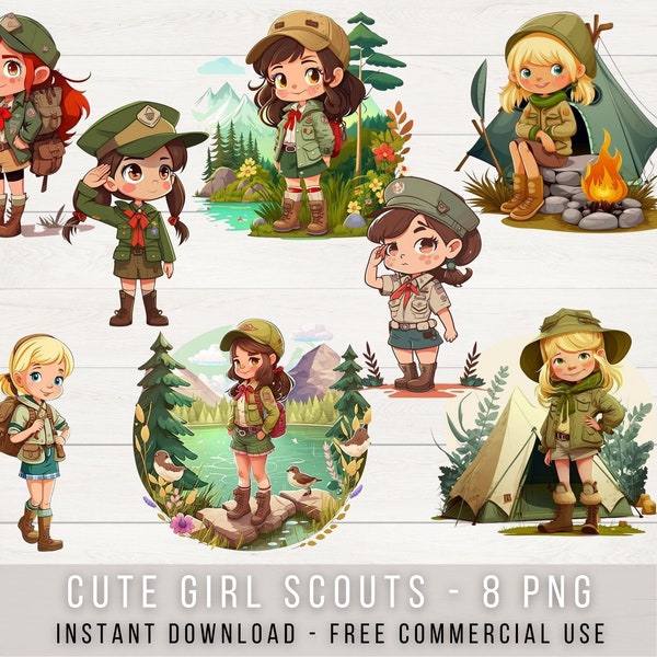 Girl Scouts Clipart Bundle - Perfect for Crafts and Designs - watercolor scout | girl | clipart | digital PNG download | instant download