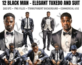 Black Men clipart, Men of Color, Formal Elegant, clipart,prom weddings, Tuxedo and Suits, Black Gentlemen clipart, Watercolor, Fashion