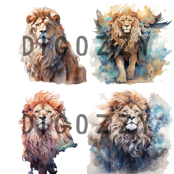 Watercolor Celestial Lion Clipart, watercolor clipart, watercolor lion, nursery art, safari clipart, lion clipart, watercolor animals