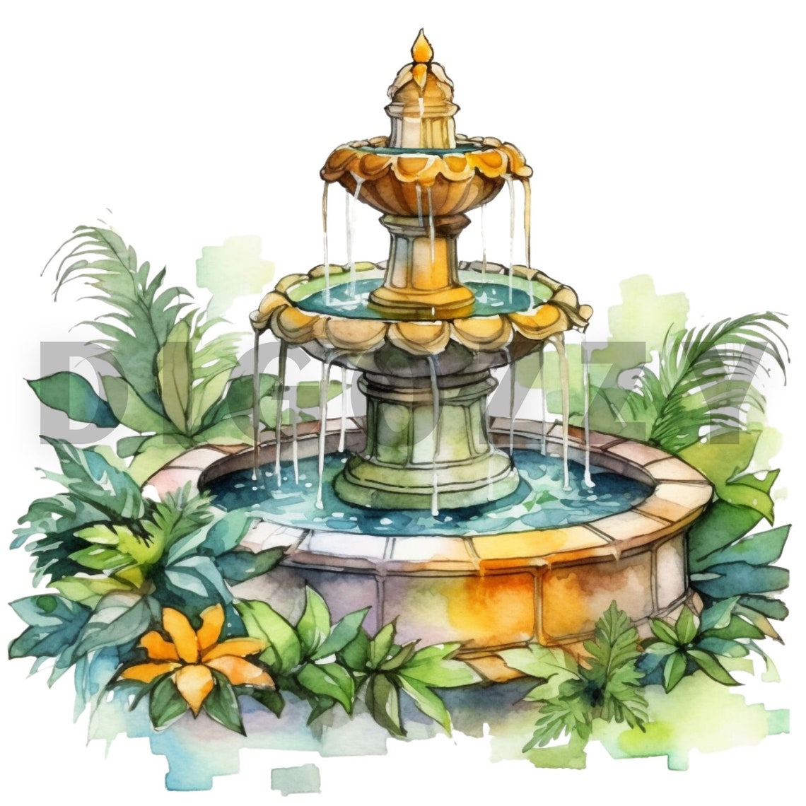 Fountain Clipart Scrapbook Wall Art Paper Craft Junk - Etsy