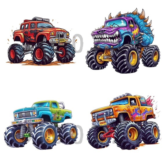 Colorful Monster Truck PNG Monster Truck Cartoon PNG 