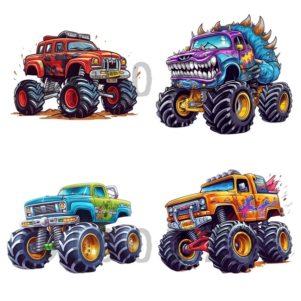 Monster Truck Clipart, monster truck png, digital download, Monster Truck Shirt, Monster Truck Wall, Extreme Vehicle, Truck Clipart PNG