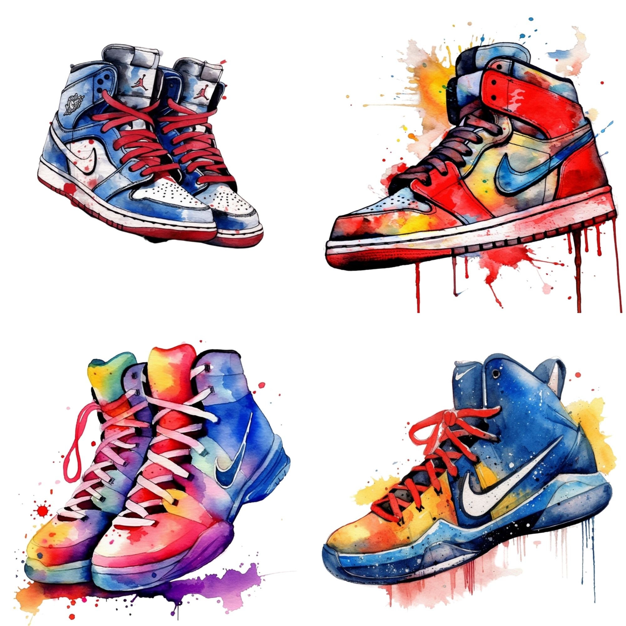 Basketball Shoe Clipart Watercolor Clipart Digital Clipart - Etsy