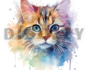 Assorted Cat Clipart | Scrapbook, Wall Art, Paper Craft, Junk Journals, Digital Prints, Commercial Use, watercolor, Sublimation