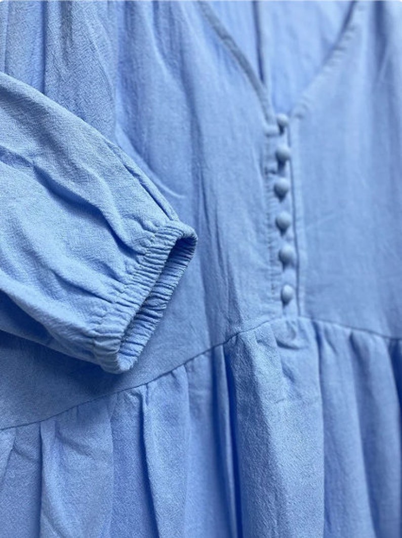 Women Summer Cotton Dresses Ninepoint Sleeves Dress Long Maxi Dress