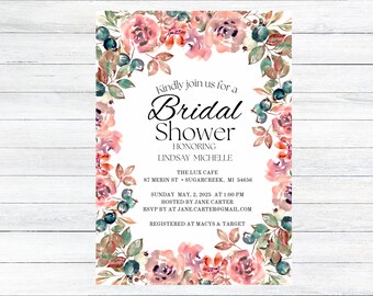 Invitación digital a la despedida de soltera, invitación a la ducha floral