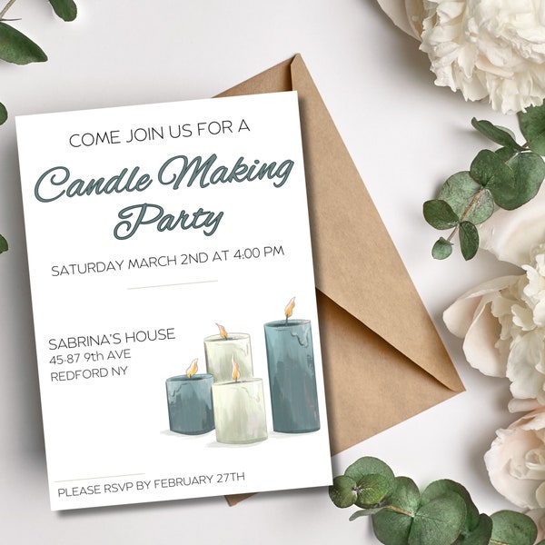 Candle making party invite, candle making party