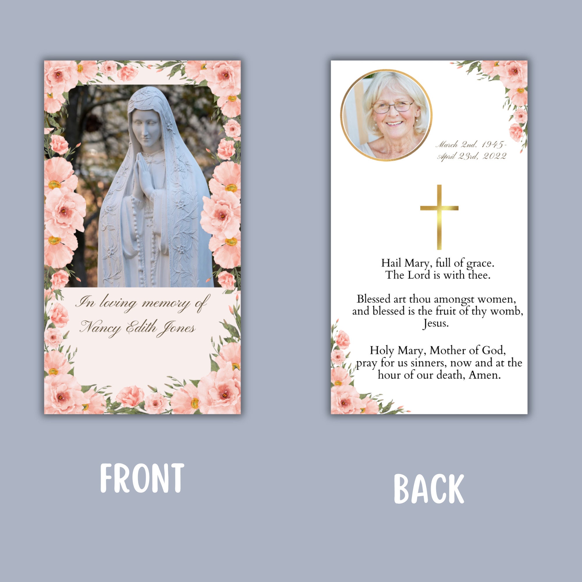 Prayer Card, Catholic Funeral Cards, Memorial Card - Etsy