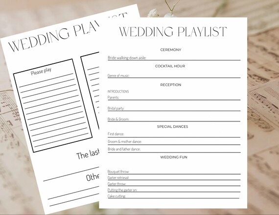 Digital Wedding Planning Music Playlist Template, Wedding Planning