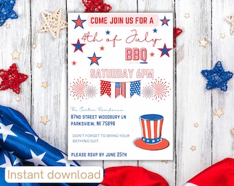 Invitation du 4 juillet, invitation à la fête du 4 juillet