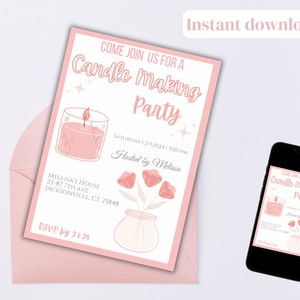 candle making party invite, candle making invitation