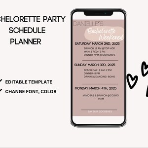 Digital bachelorette weekend planner for Iphone, bachelorette weekend template