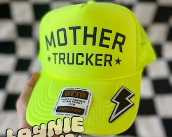 Trucker Hat with Patches, Neon Trucker Hat, Funny Trucker Hat, Custom Trucker Hat, Hat Patches, Trendy Trucker Hat, Mom Trucker Hat