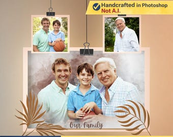 Family Memorial Portrait Photo Painting, Memorial portrait Add deceased loved one to photo, Add someone to photo,Family portrait from photos