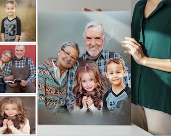 Combined Photos,family portrait painting from photo, Add Deceased Person to Photo, Merge Multiple Photos, Pictures with Deceased Loved Ones