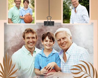Custom Memorial Photo Painting: Merge Family Portrait, Add Loved One (Digital Download)