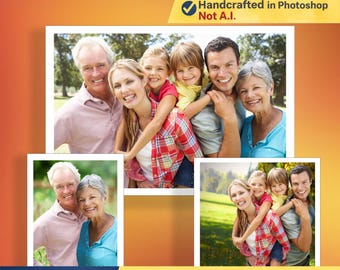 Father's day photo gift printable, Custom Family Portrait,Add Person to Photo,Realistic Photoshop Photo Merge,Custom family portrait digital