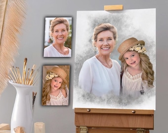 Personalized Memorial Portrait Painting from Photo: Loss of Loved One Gift, Personalized Father days Gift for Parents, Memorial Painting