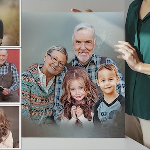 Memorial Family Portrait Canvas: Add Deceased Loved One to Photo, Personalized Christmas Gift for Mothers,Loss of Mother, Combine Photos