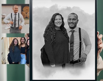 Custom Memorial Portrait: Gift for Loss of Loved One, Add Deceased Loved One,Custom Memorial Painting Gift, Add Deceased Loved one to Photo