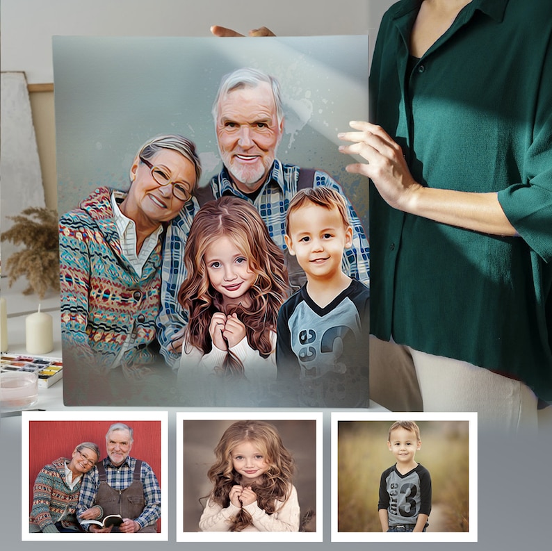 Portrait d'un être cher,Cadeaux personnalisés pour une maman et sa fille,Photos combinées,Fusionner plusieurs photos,Photos avec des proches décédés image 6