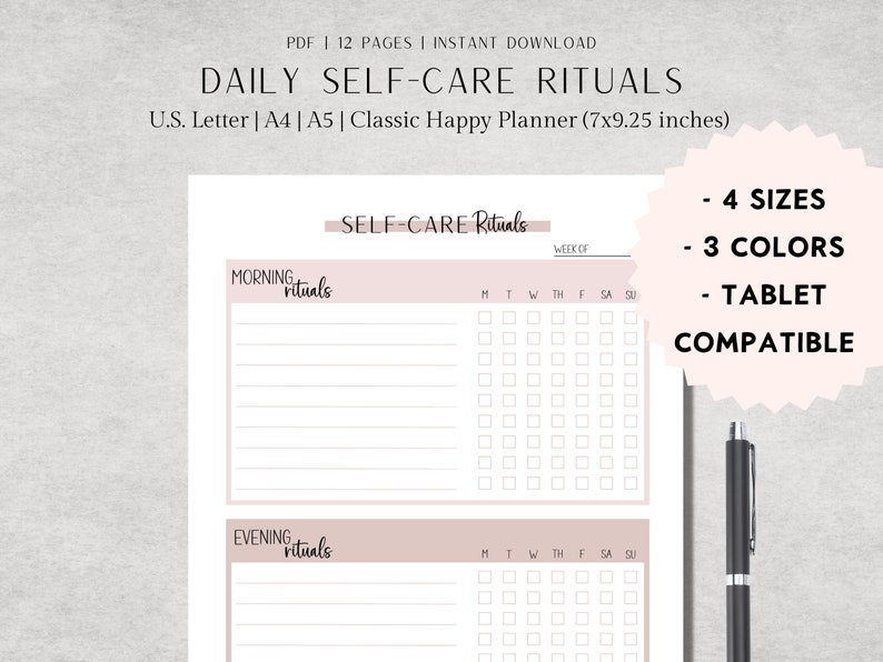 Morning and Evening Ritual, Self-care Rituals, Routine Checklist, Daily ...
