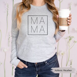 MAMA Long Sleeve Shirt, Mom Life Shirt, Mama and Mini, Mother&#39;s Day Gift, Gift For Mom, Stylish Mom Shirt, Aesthetic Tee, Bella Canvas Shirt