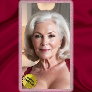 Mature Seasoned Seductive Silver-Fox Model In Wine Lace #253596 | ONE Digitally Downloadable 300dpi Photo