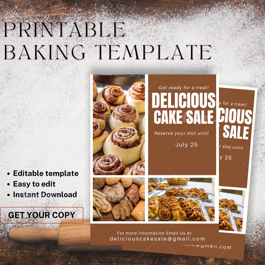 Printable Baking Template Etsy Printable Baking Template Etsy