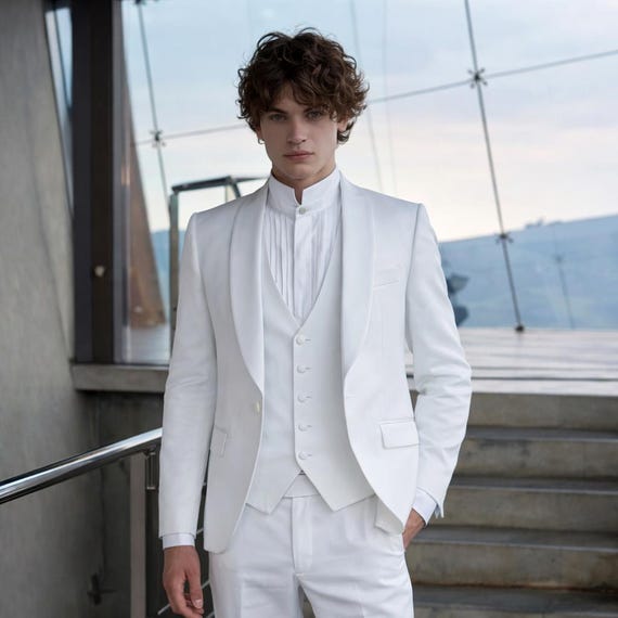 white dress suit men's Kennedy Blue