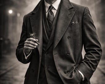 1940s Men's Long Overcoat | Vintage Double Breasted Wool Coat | Old Hollywood Film Noir |