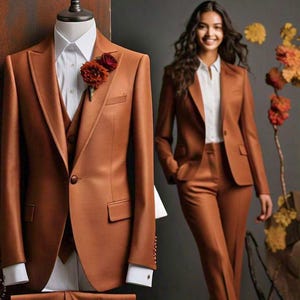 Bold Women’s Orange Two-Piece Suit | Stylish Blazer & Pant Set For Women | Luxury Women&#39;s Office Suit | Office Wear Suit | Professional Suit
