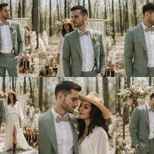 Sage Green 2 Piece Suit for Men – Vintage Style Wedding, Slim Fit Blazer image 4