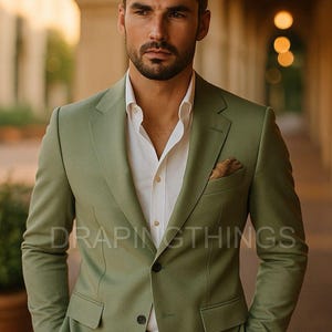 Men’s Light Green Suit - Premium Tailored Fit Formal Wear for Weddings, Groomsmen, and Special Occasions