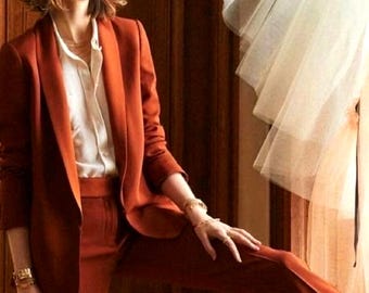 Rust Orange Women's Suit: 2-Piece Blazer & Pant Set