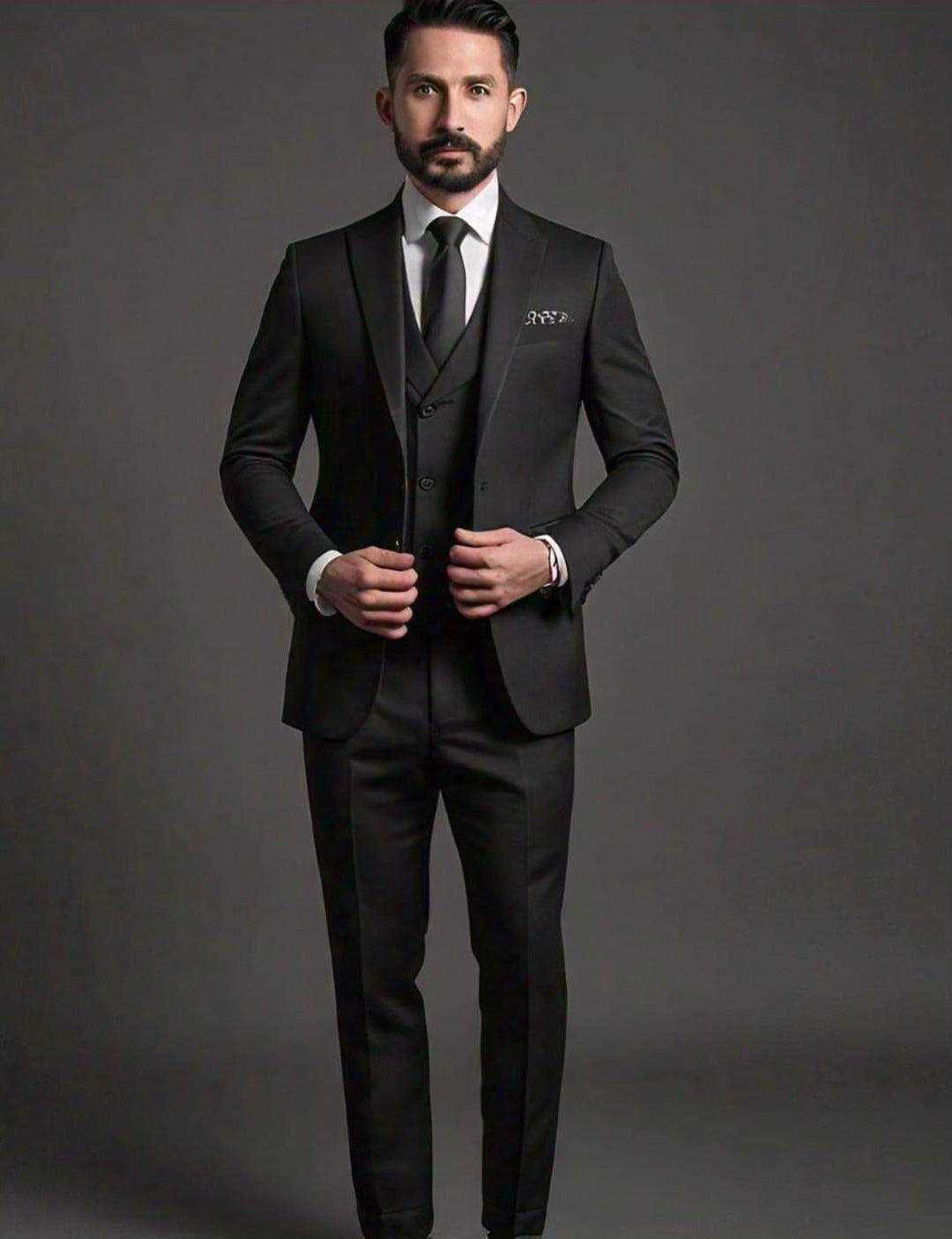 Men's Black 3 Piece Executive Suit - Narrow Leg Pants main image 1