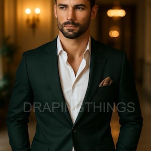 Men&#39;s Dark Green Slim Fit Suit | Wedding Tuxedo | Formal Dinner Jacket | Groom  Groomsmen Outfit | Tailored Custom Fit Blazer & Pants Set