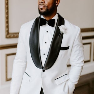 White A 1/2 Black Fashion Tuxedo For Men