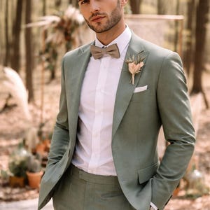 Sage Green 2 Piece Suit for Men – Vintage Style Wedding, Slim Fit Blazer image 3