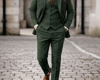 美品✨GIVENCHY チェック3ピーススーツ 緑L相当 ウール100% ブルーチェック柄メンズ3ピーススーツ：エレガントなウェディング