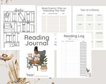 Reading Journal, Reading Log, Printable Reading Log, Reading Tracker 8.5 x 11, Digital Download